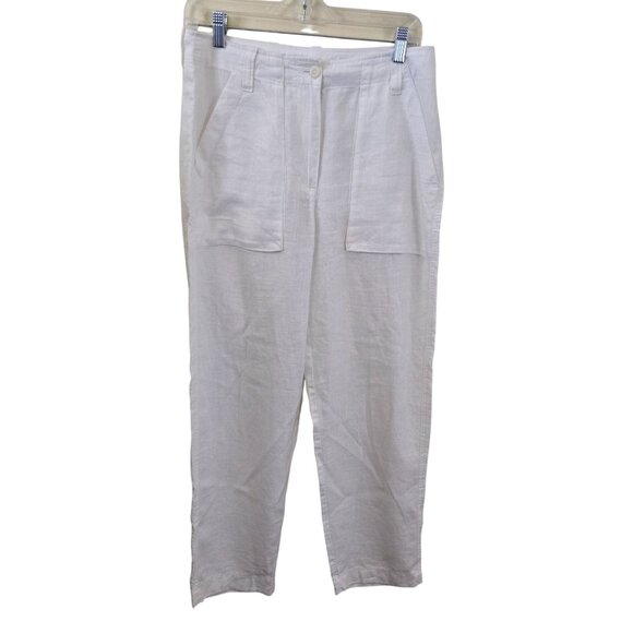 J.Crew Seaside Utility Cargo Pant White Linen Blend 2024 Beach Comfort Size 4 - Picture 1 of 9